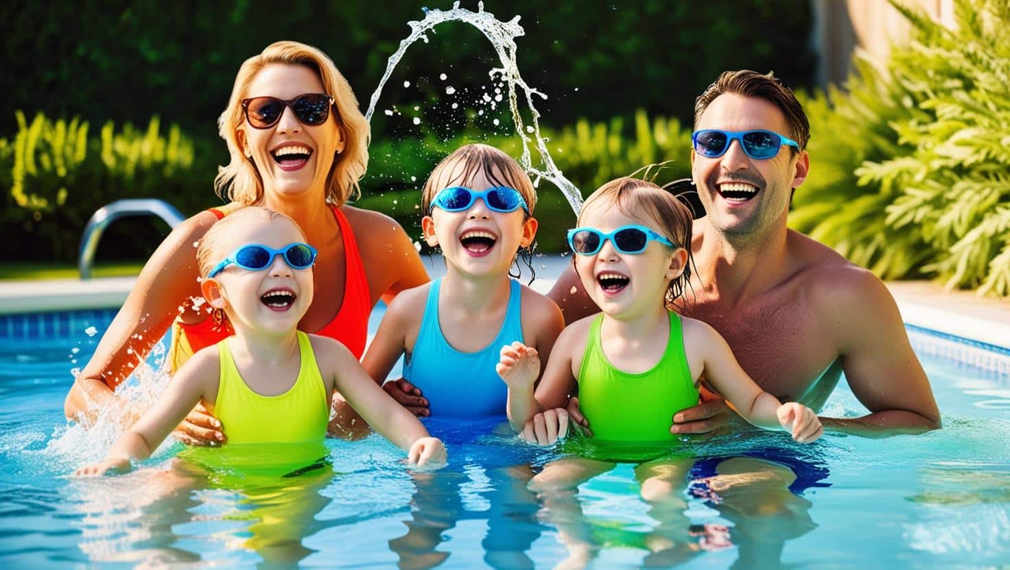 Family enjoying the pool