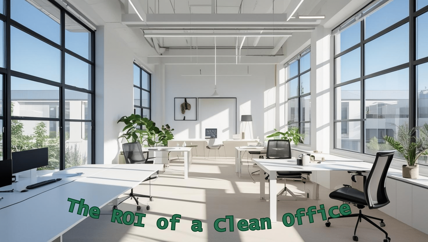 Immaculate and modern commercial lobby after professional cleaning service, featuring gleaming floors, spotless glass, and clutter-free reception.