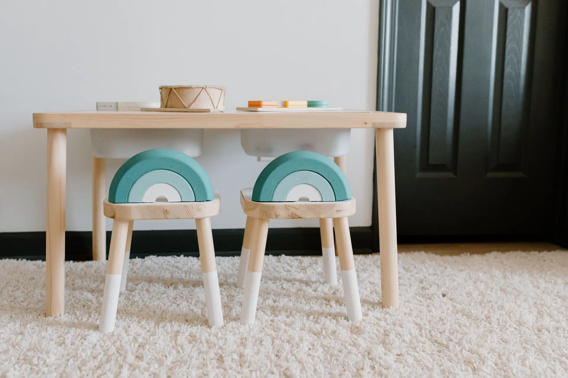 Tidy child sized table and play area in a home daycare in Frisco Texas
