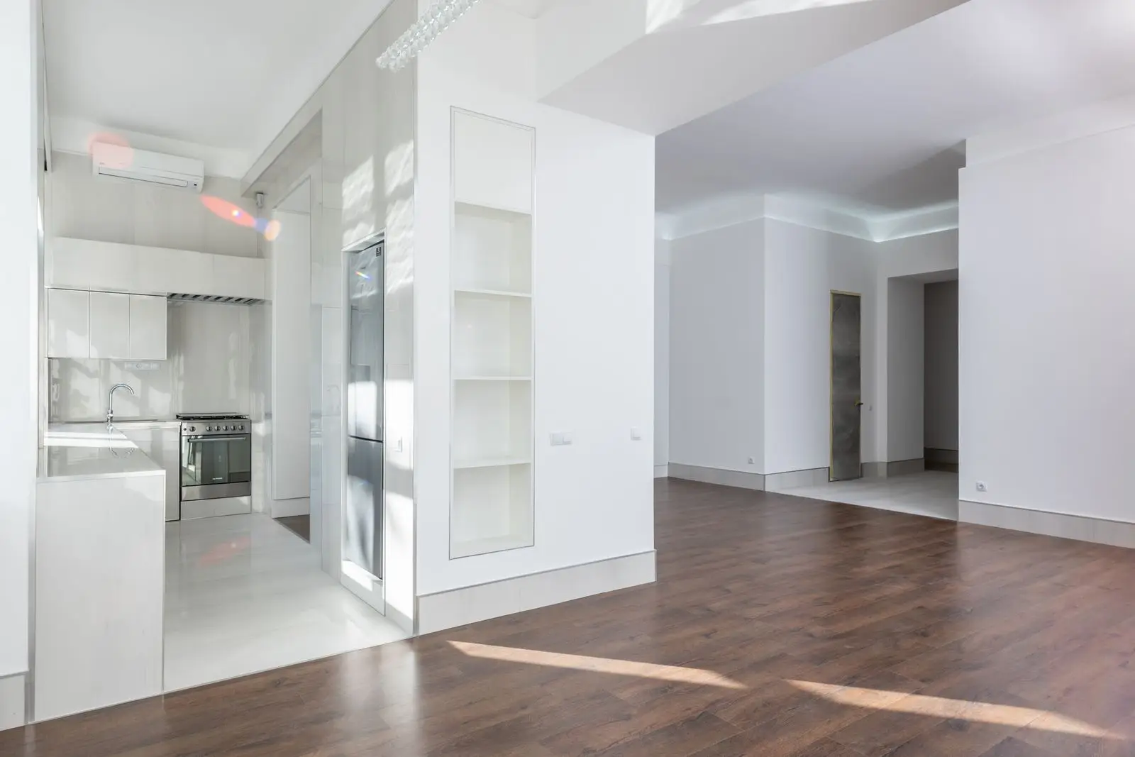 Modern open kitchen and living area cleaned before move in day in Frisco Texas