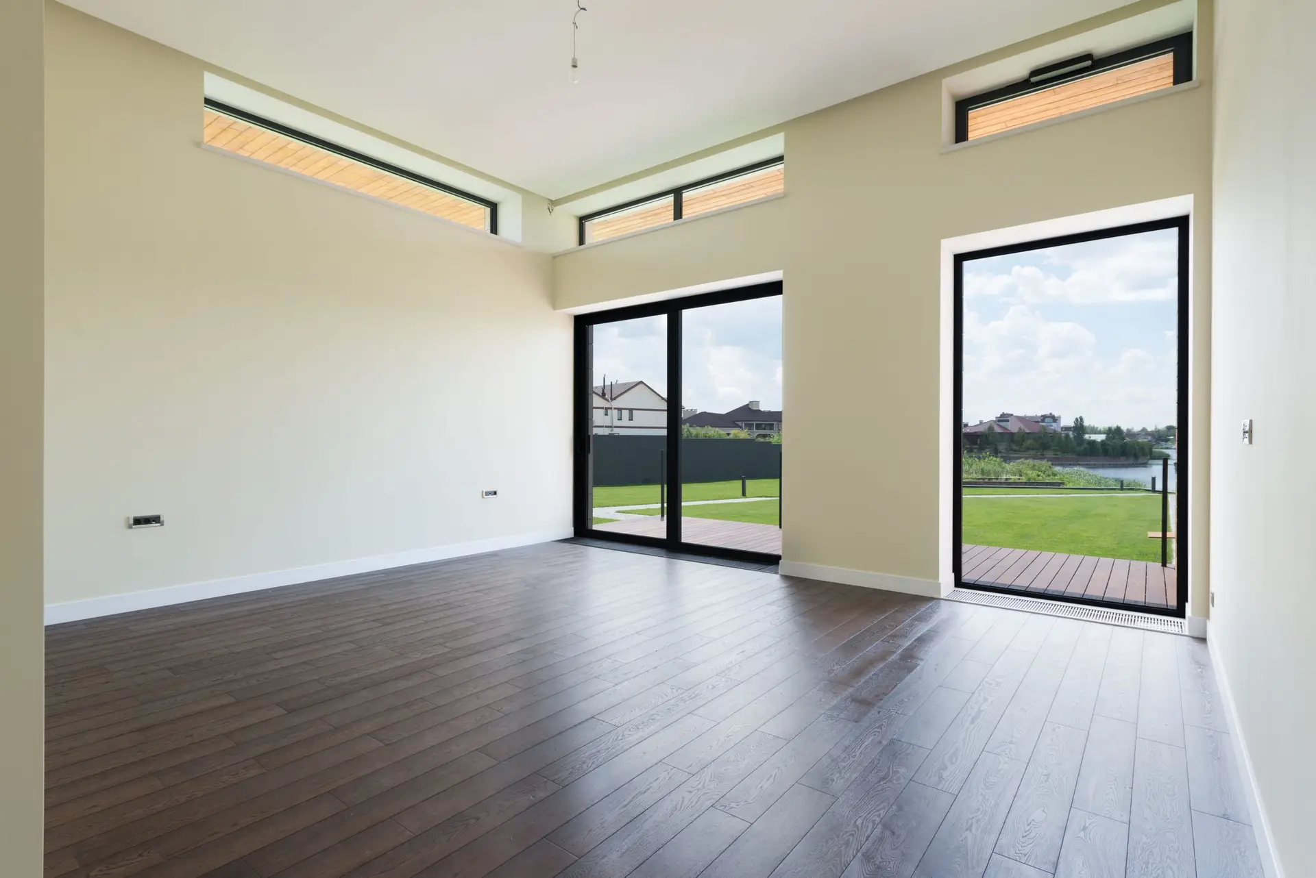 Bright empty living room prepared for real estate listing photos in The Colony Texas